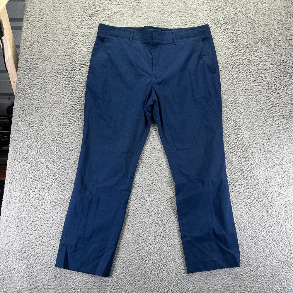 Kilburne & Finch Pant Mens 40x29 Blue Polyester Dress Straight Business Preppy